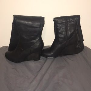Black knee high boots wedges never wore
